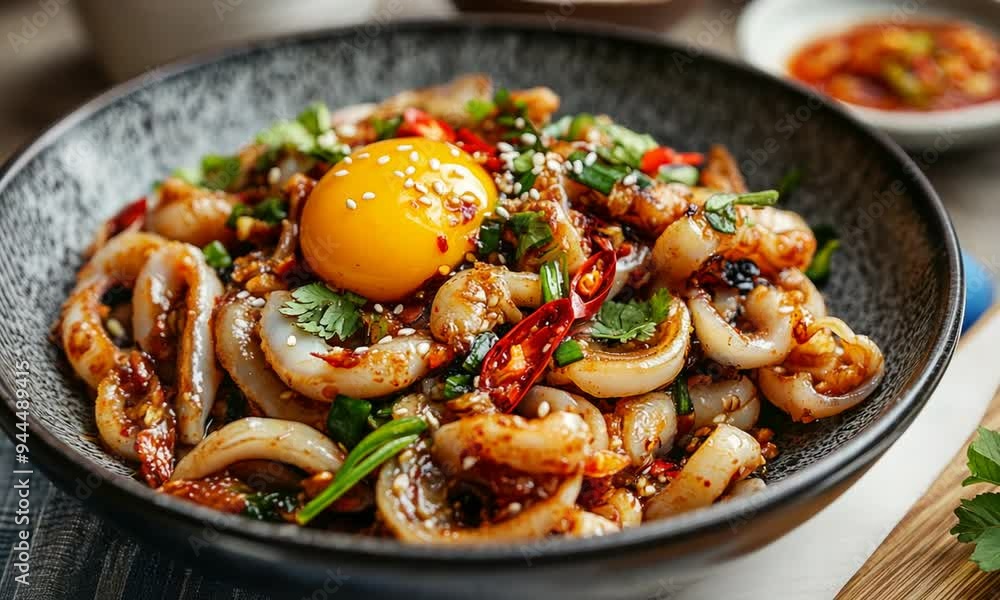 Spicy Stir-fried Squid with Egg Yolk Spicy Stir-fried Squid with Egg Yolk