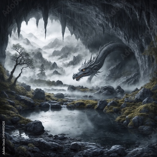 Dragon inside cave. photo