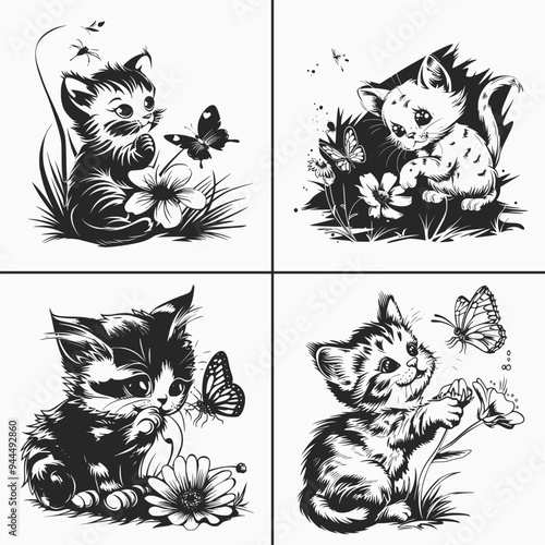 Cute Cat svg vector silhouette bundle file