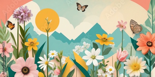 spring themed retro vibes in a cutandpaste background photo