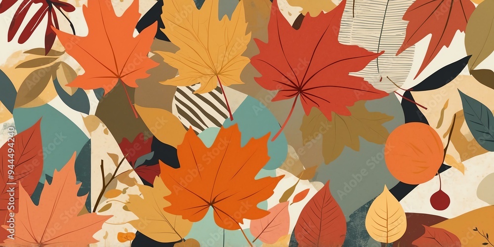 autumn themed retro vibes in a cutandpaste background autumn themed retro vibes in a cutandpaste background