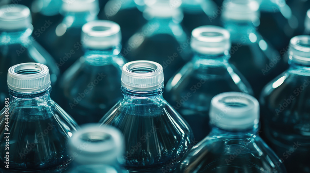 Close-Up of Plastic Bottles with Warm Lighting in Background Close-Up of Plastic Bottles with Warm Lighting in Background