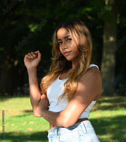 Beautiful young woman outdoors, portrait