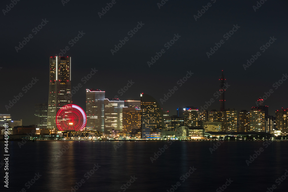 Naklejka premium 横浜夜景 横浜みなとみらい