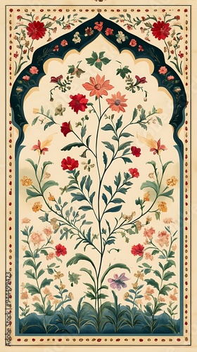 Mughal Garden illustration,Mughal Garden elements collection,Mughal Garden wedding invitation,Mughal Garden frame