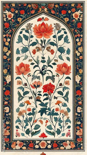 Mughal Garden illustration,Mughal Garden elements collection,Mughal Garden wedding invitation,Mughal Garden frame