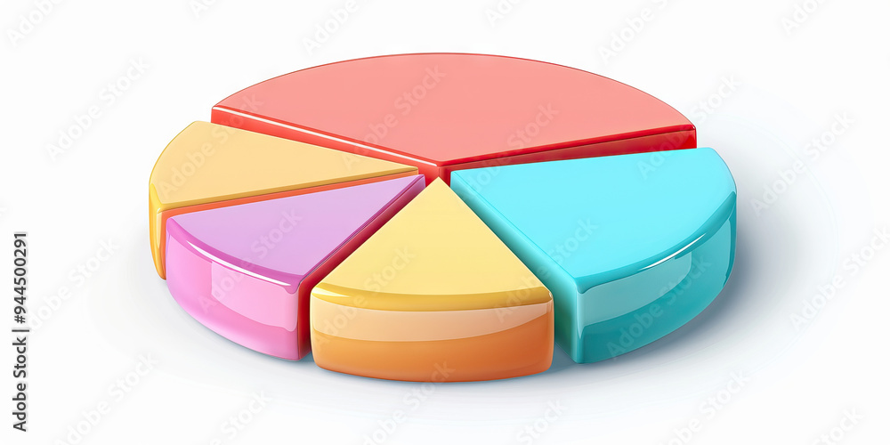 Fototapeta premium A simple pie chart comparing market share between competitors, with unique colors for each slice.