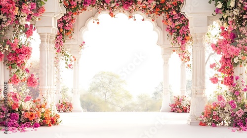 Mughal Garden illustration,Mughal Garden elements collection,Mughal Garden wedding invitation,Mughal Garden frame