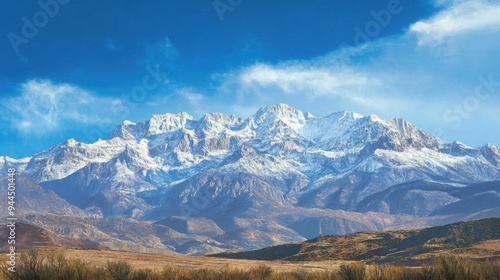 majestic mountain range under a clear blue sky