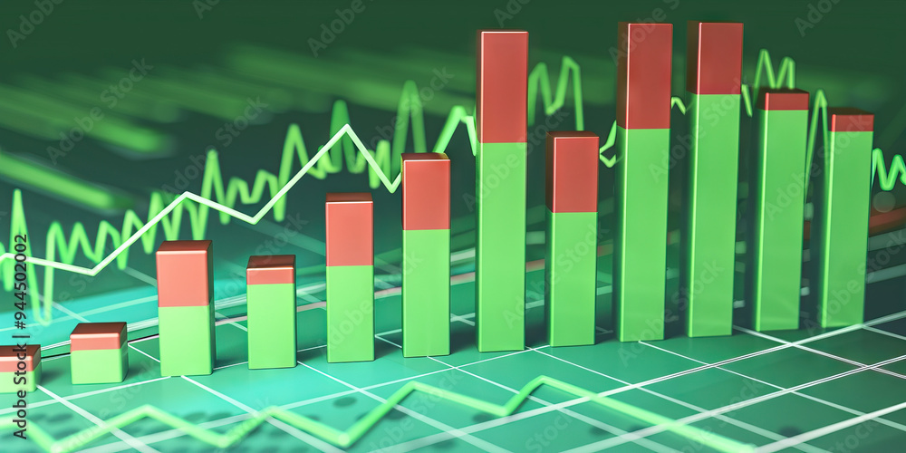 Annual Profit Trends: A vibrant bar graph in shades of green and red depicting the rise and fall of profits over time, showcasing business growth. Annual Profit Trends: A vibrant bar graph in shades of green and red depicting the rise and fall of profits over time, showcasing business growth.