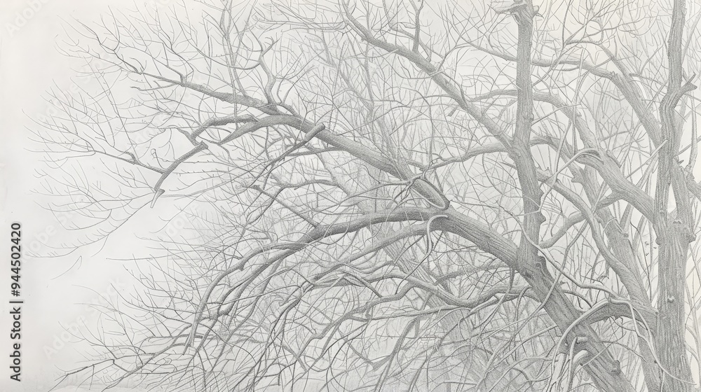Abstract Pencil Drawing of Bare Tree Branches. Abstract Pencil Drawing of Bare Tree Branches.