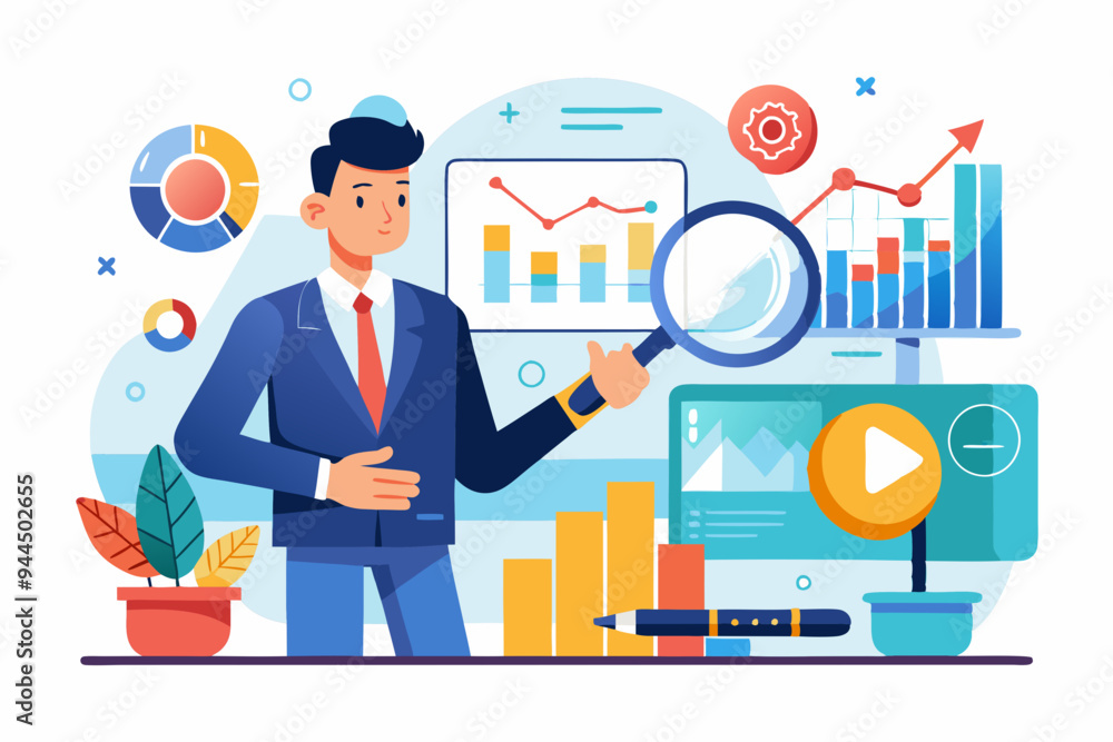 Benchmark performance or KPI key performance indicator, metrics or measurement to measure success, result evaluation, analysis or comparison concept, businessman magnify benchmark metric graph scale.
Benchmark performance or KPI key performance indicator, metrics or measurement to measure success, result evaluation, analysis or comparison concept, businessman magnify benchmark metric graph scale.