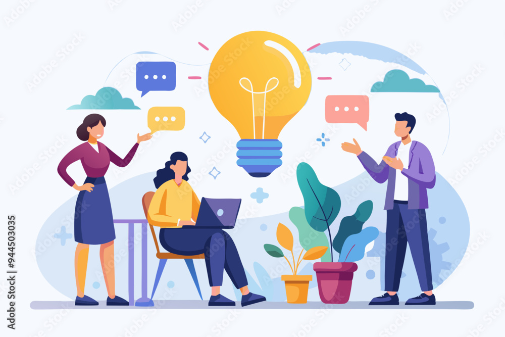 Effective communication, meeting discussion or conversation solution, speak or telling intelligence information, team opinion new idea concept, business people discuss with lightbulb speech bubble. S
Effective communication, meeting discussion or conversation solution, speak or telling intelligence information, team opinion new idea concept, business people discuss with lightbulb speech bubble. S
