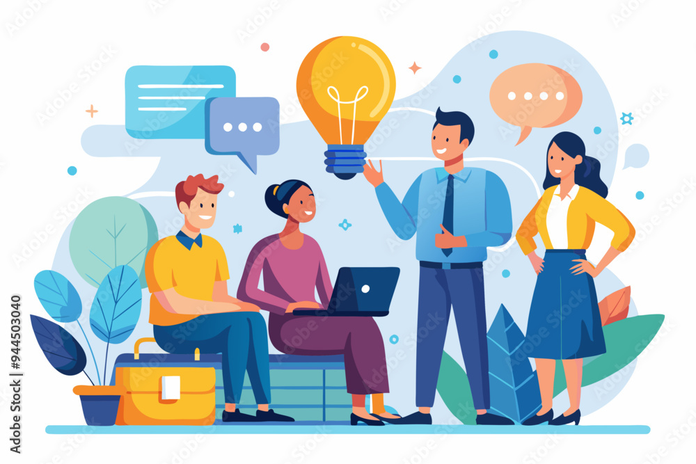 Effective communication, meeting discussion or conversation solution, speak or telling intelligence information, team opinion new idea concept, business people discuss with lightbulb speech bubble. S
Effective communication, meeting discussion or conversation solution, speak or telling intelligence information, team opinion new idea concept, business people discuss with lightbulb speech bubble. S