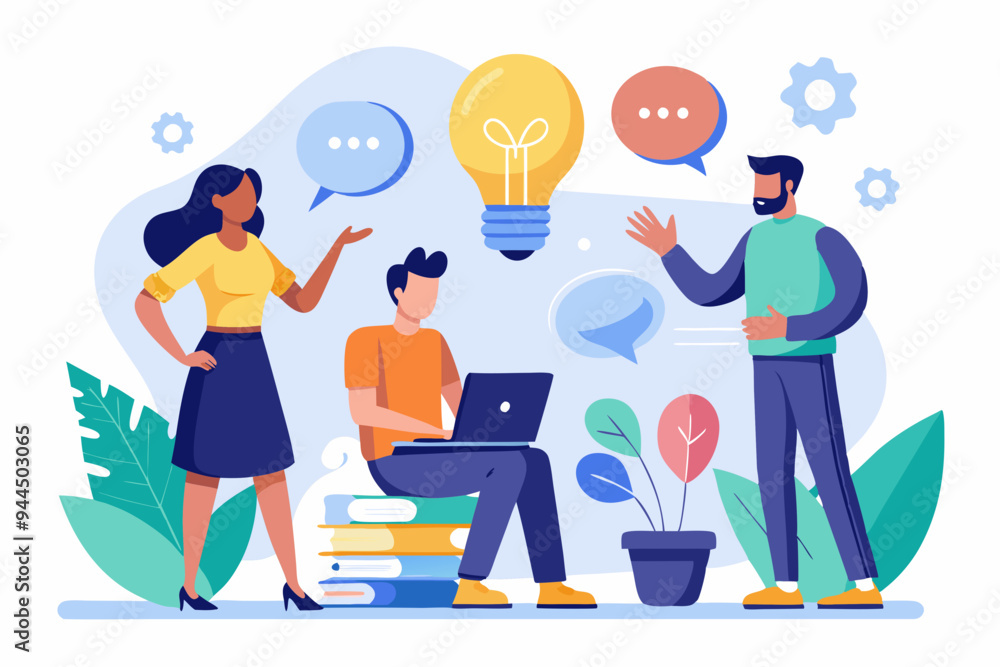 Effective communication, meeting discussion or conversation solution, speak or telling intelligence information, team opinion new idea concept, business people discuss with lightbulb speech bubble. S
Effective communication, meeting discussion or conversation solution, speak or telling intelligence information, team opinion new idea concept, business people discuss with lightbulb speech bubble. S