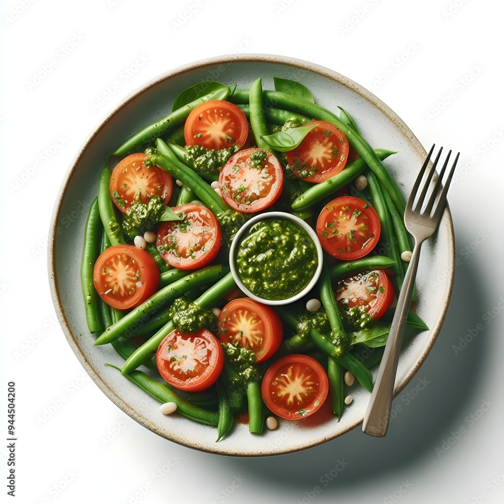 A vibrant and healthy salad featuring fresh green beans, juicy tomatoes, and a flavorful pesto dressing. This vegan and gluten-free dish is perfect for lunch or dinner, packed with nutrients and taste A vibrant and healthy salad featuring fresh green beans, juicy tomatoes, and a flavorful pesto dressing. This vegan and gluten-free dish is perfect for lunch or dinner, packed with nutrients and taste