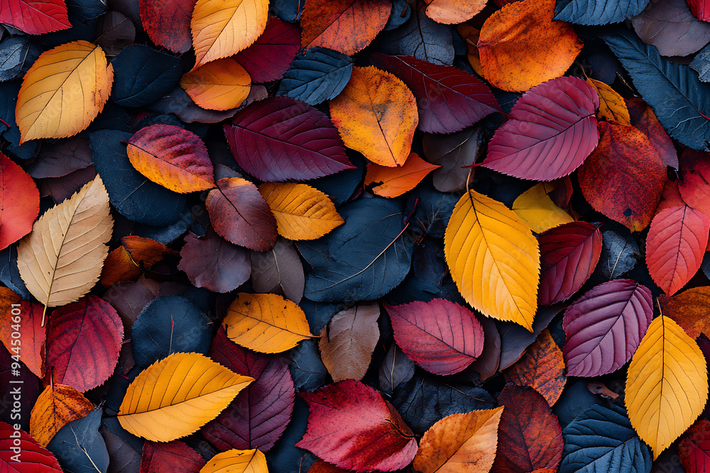 A collection of colorful autumn leaves in shades of red, orange, yellow, and dark blue, creating a vibrant seasonal pattern.
A collection of colorful autumn leaves in shades of red, orange, yellow, and dark blue, creating a vibrant seasonal pattern.