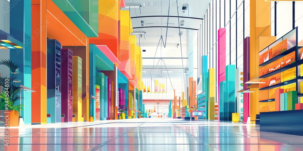 Bustling Bar Graphs: A vibrant display of sales figures, product lines, and market trends in a modern business setting. Bustling Bar Graphs: A vibrant display of sales figures, product lines, and market trends in a modern business setting.