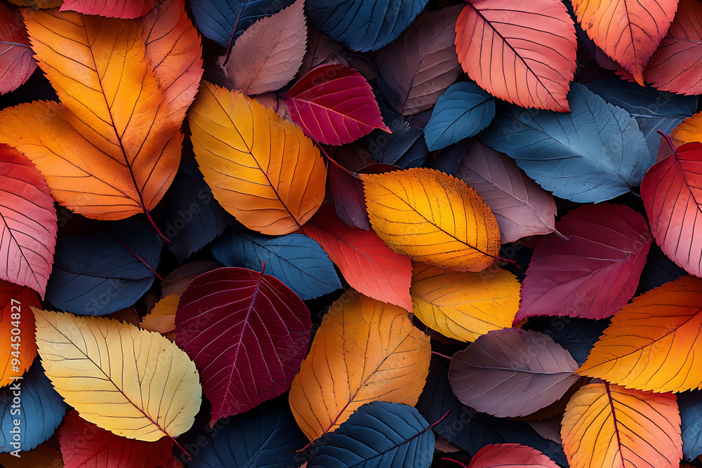A collection of colorful autumn leaves in shades of red, orange, yellow, and dark blue, creating a vibrant seasonal pattern.
A collection of colorful autumn leaves in shades of red, orange, yellow, and dark blue, creating a vibrant seasonal pattern.