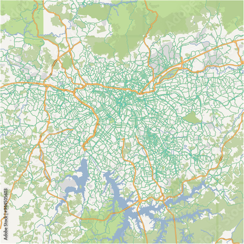 Road map of Sao Paulo in Brazil. Contains layered vector with roads water, parks, etc.