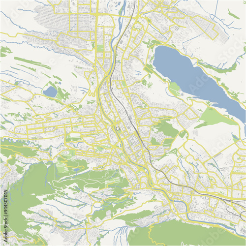 Road map of Tbilisi in Georgia. Contains layered vector with roads water, parks, etc.