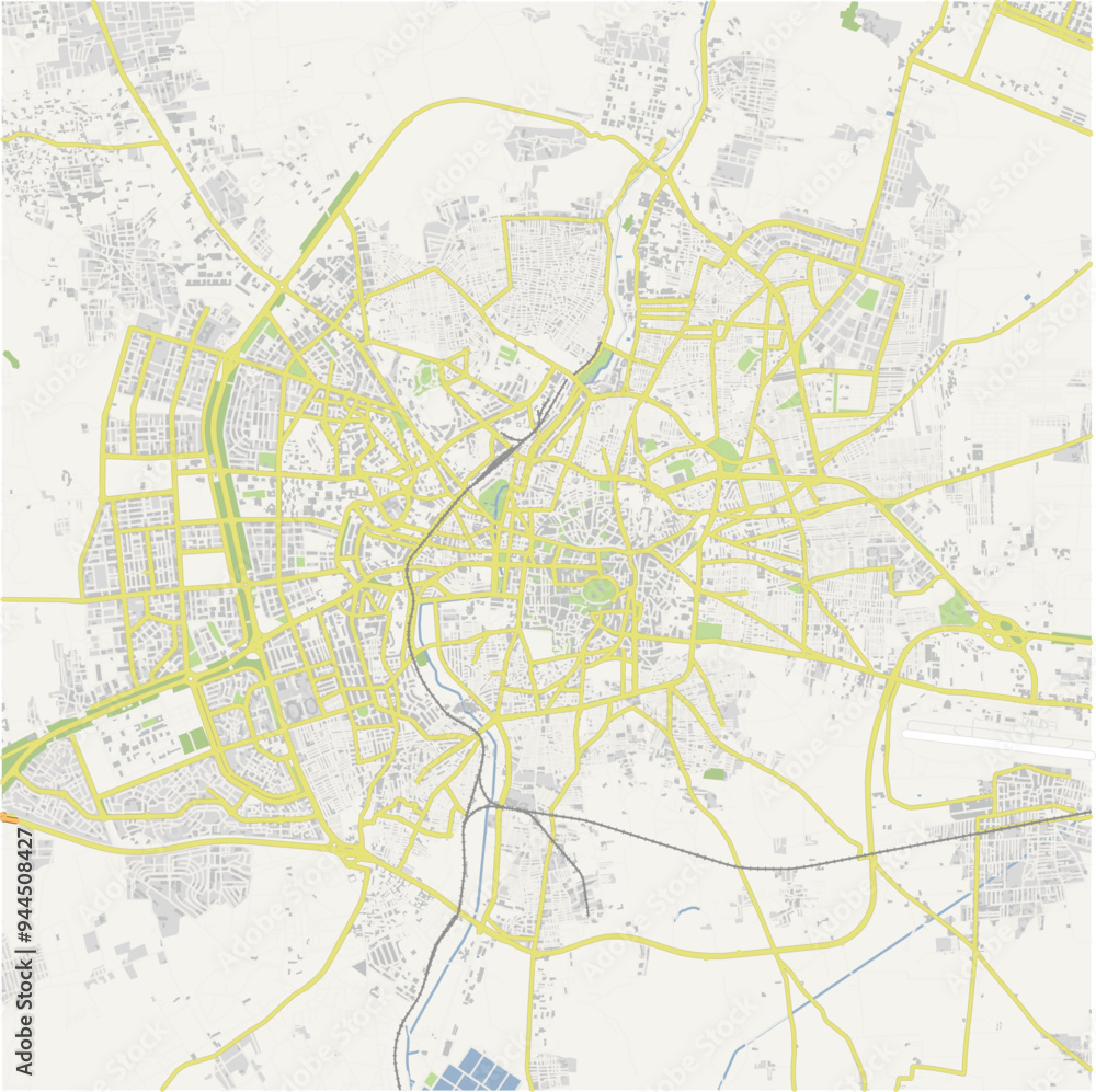 Fototapeta premium Road map of Aleppo in Syria. Contains layered vector with roads water, parks, etc.
