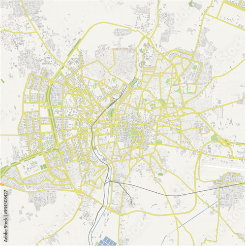Road map of Aleppo in Syria. Contains layered vector with roads water, parks, etc.