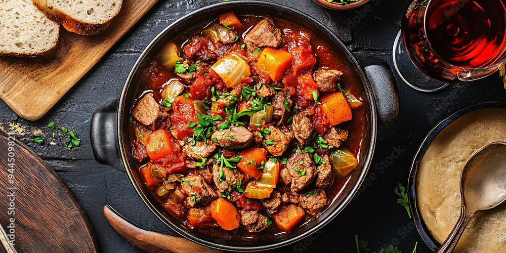 Lamb and Cabbage Stew on the table Lamb and Cabbage Stew on the table