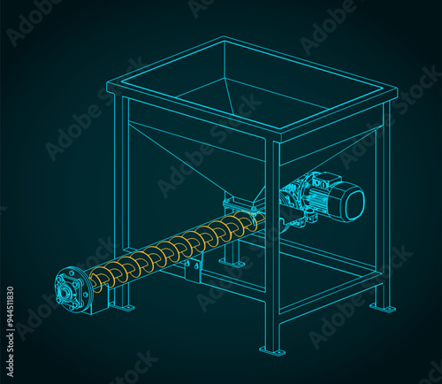 Screw feeding conveyor blueprint