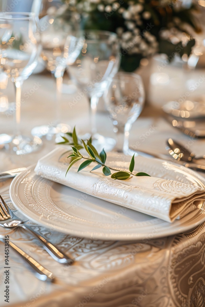 Table settings in white thones. Table settings in white thones.