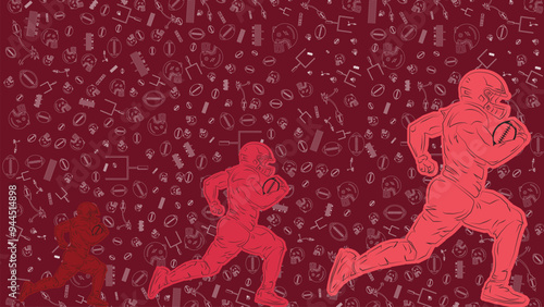 abstract background with american football themes contain helmet and ball Icons set graphic elements , suitable for american football wallpaper, symbol sport, sport icon, doodle american football