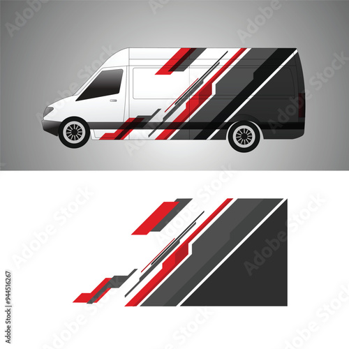vector design sticker background body cargo van delivery. company cargo van.