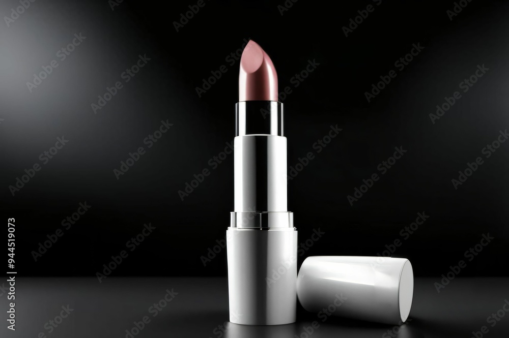 White lipstick on black background. Makeup and beauty product. Commercial promotional photo. Copy space White lipstick on black background. Makeup and beauty product. Commercial promotional photo. Copy space