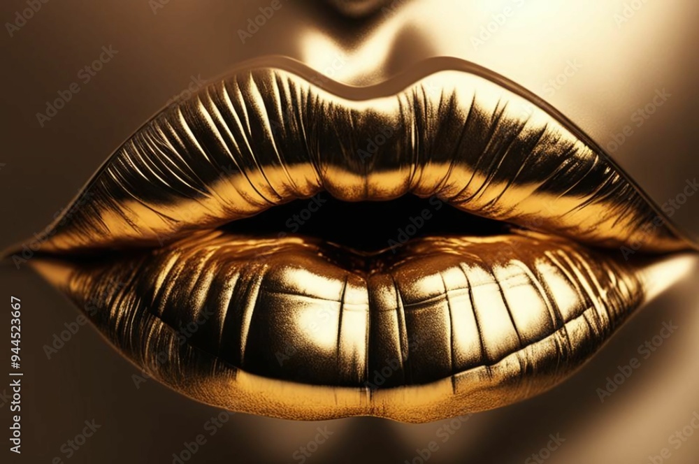 Golden lips isolated on black background luxury glamour art mouth clipping path gild lips. Golden make up. Colorful sexy lips, golden art. High fashion glamour and beauty trend Golden lips isolated on black background luxury glamour art mouth clipping path gild lips. Golden make up. Colorful sexy lips, golden art. High fashion glamour and beauty trend
