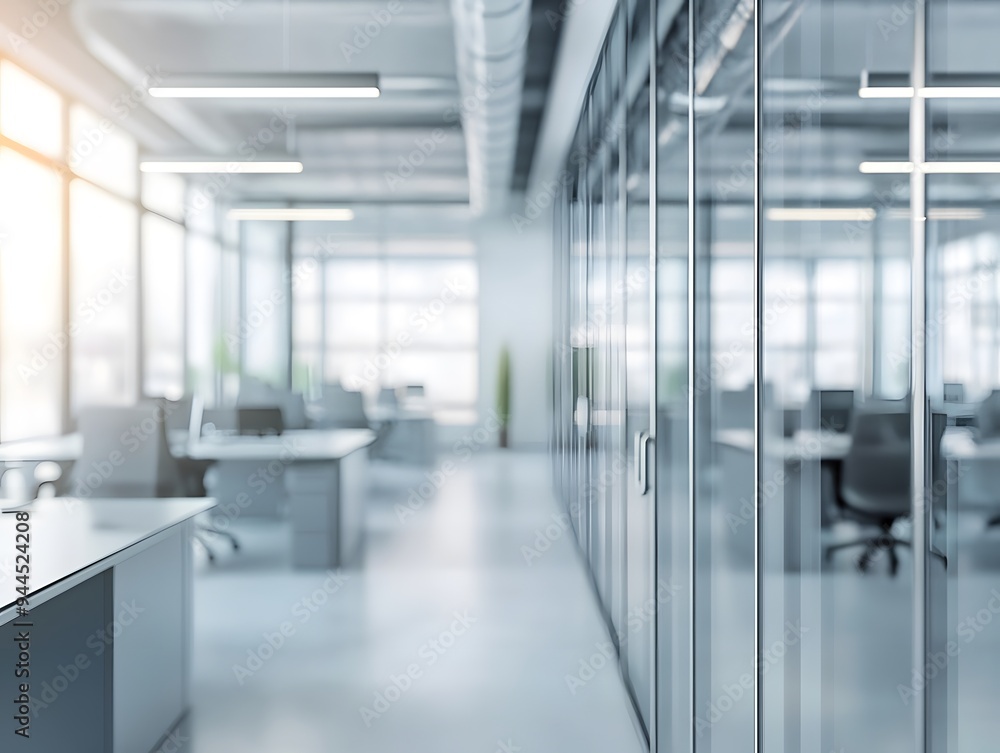 Modern Office Interior with Glass Partitions Modern Office Interior with Glass Partitions