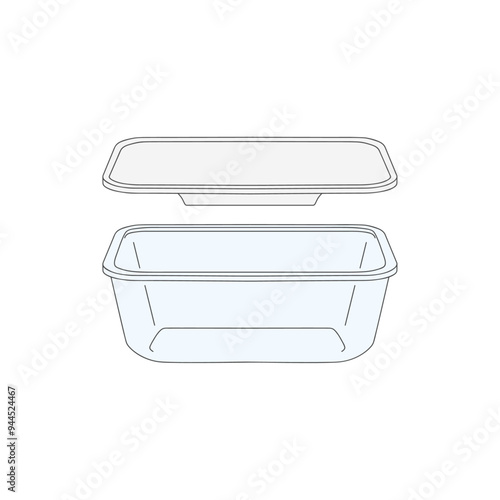 food container, food storage container with lid, vector Illustration of cooking utensils isolated