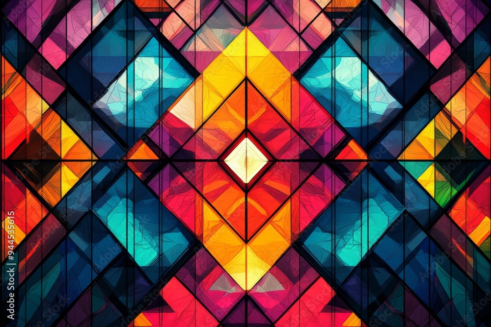 Abstract Geometric Pattern with Vibrant Colors created with Generative AI Abstract Geometric Pattern with Vibrant Colors created with Generative AI