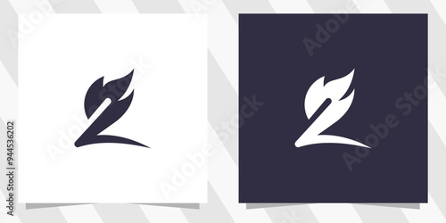 number 2 with fire logo design vector