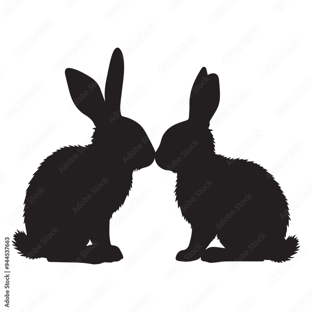 Obraz premium Vector Bunny Silhouettes and white background