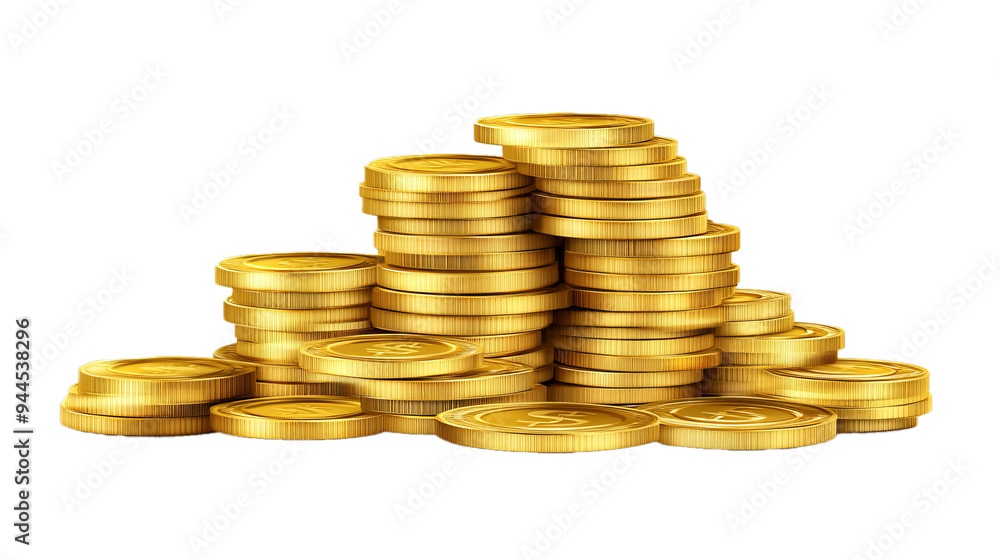 Stacks of gold coins isolate on transparency background png Stacks of gold coins isolate on transparency background png