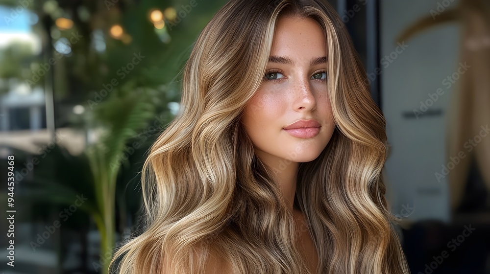 Radiant Beachy Waves Confident Blonde Woman with Long Wavy Hair Radiant Beachy Waves Confident Blonde Woman with Long Wavy Hair