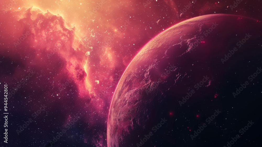 Obraz premium vibrant image of planets in outer space, closeup of one planet, highly detailed, award winning, 4k, ultra HD, incredibly detailed