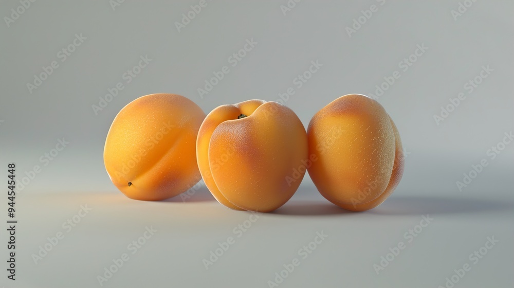 Three Ripe Apricots on a White Background Three Ripe Apricots on a White Background