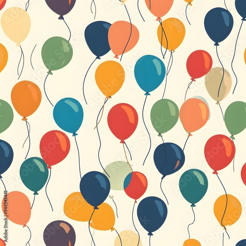 25. **Create a seamless pattern of whimsical, floating balloons in bright, festive colors.**