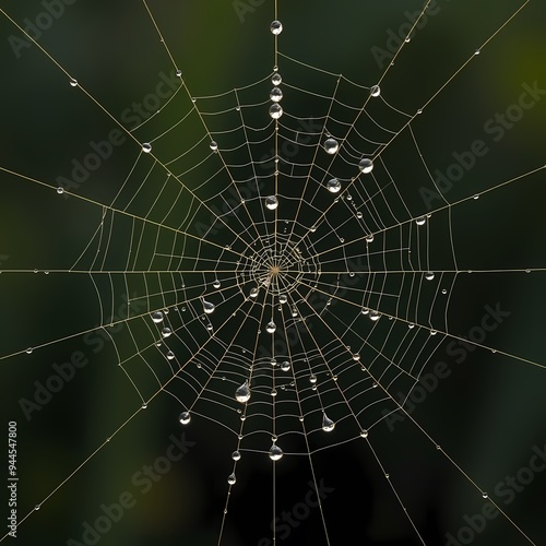 spider web with dew drops