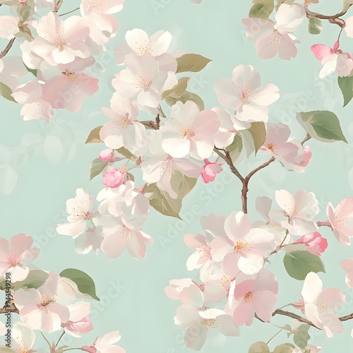 15. **Generate a seamless pattern of delicate cherry blossoms in soft pinks and greens.**