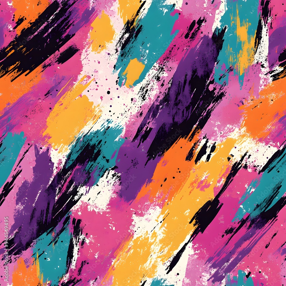 16. **Create a seamless pattern featuring abstract brush strokes and splatters in vibrant hues.** 16. **Create a seamless pattern featuring abstract brush strokes and splatters in vibrant hues.**