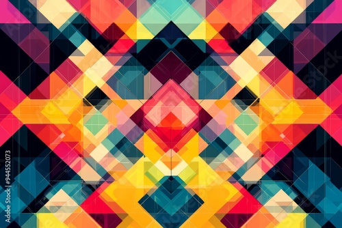 Abstract Geometric Pattern with Vibrant Colors created with Generative AI