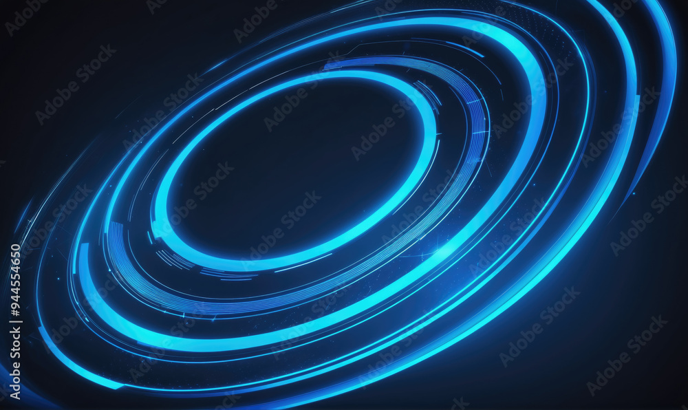 A blue digital ring with glowing lines on a dark background A blue digital ring with glowing lines on a dark background