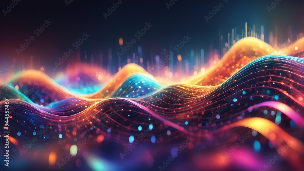 A colorful wave of light with a dark background A colorful wave of light with a dark background